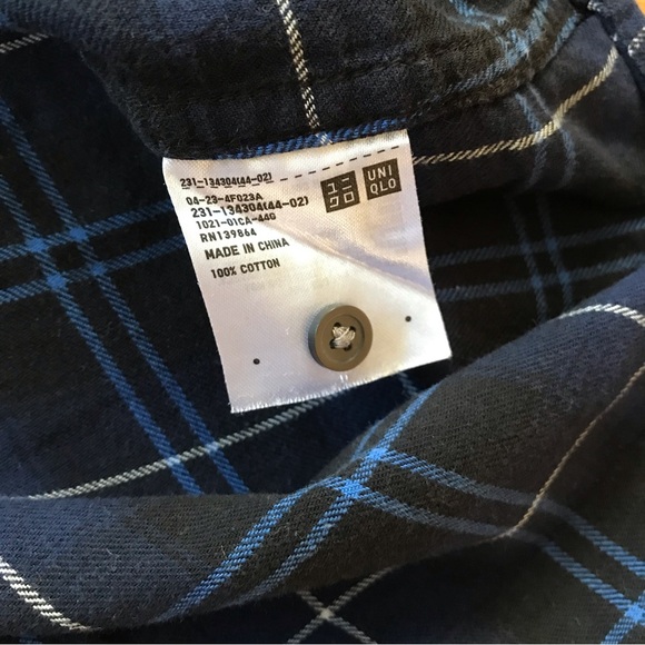 Uniqlo Blue Plaid Cotton Shirt Med - Picture 5 of 5
